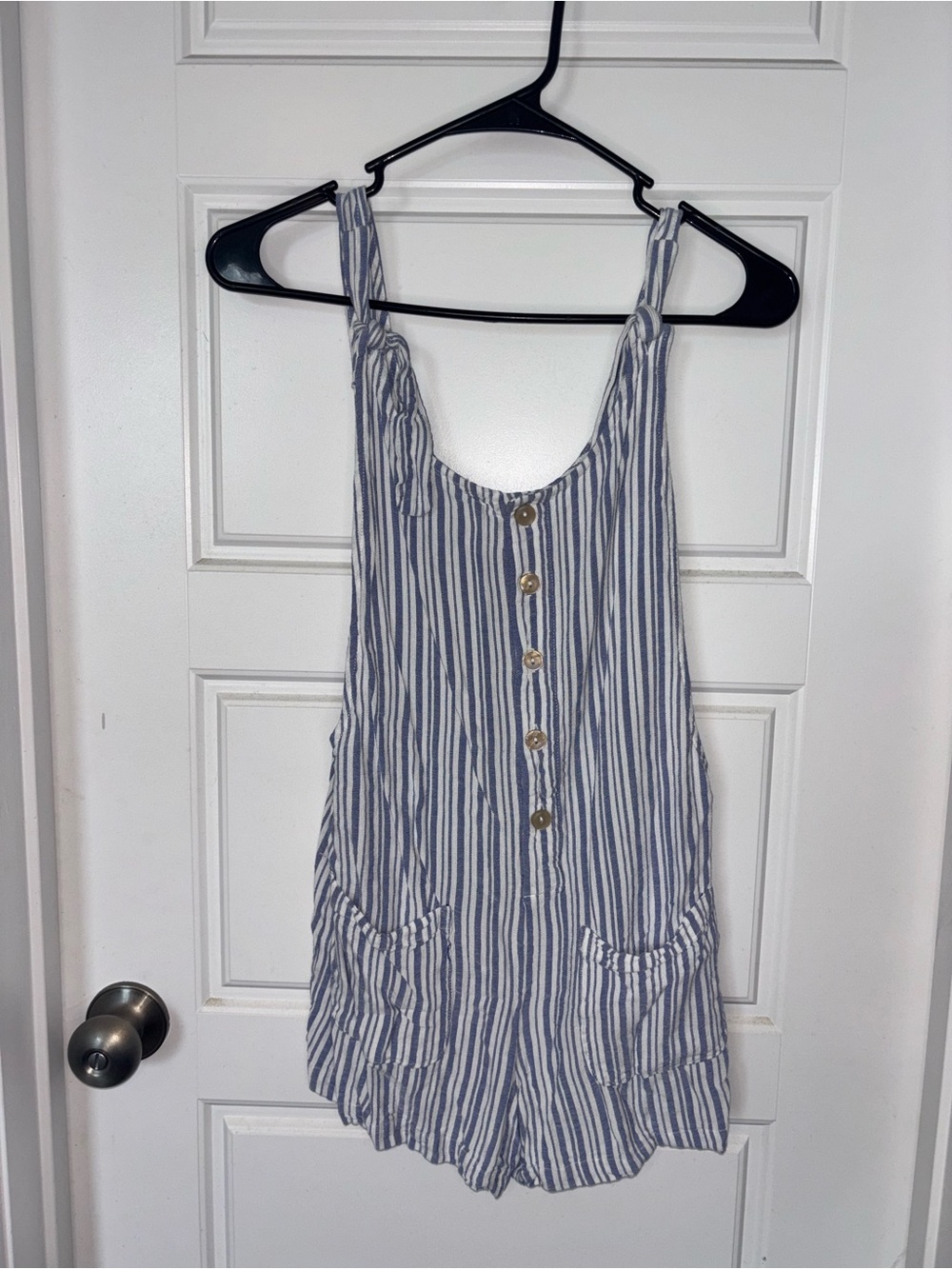 Xhileration Striped Blue & White Womens Small One-Piece Romper